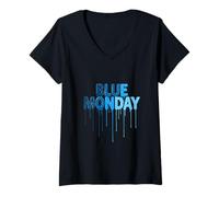 Women's Blue Monday: Drip Sad First Day Blues Melting Tee V-Neck T-Shirt