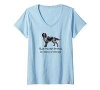 Women's Blue Picardy Spaniel Dog Bold Rare Pet Breed Attitude Design V-Neck T-Shirt