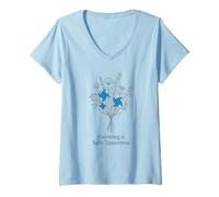 Women's Blue Pinwheel Growing A Safe Tomorrow Child Abuse Awareness V-Neck T-Shirt