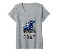 Women's Blue Poison Dart Frog Goat Vibrant Amphibian Illustration V-Neck T-Shirt