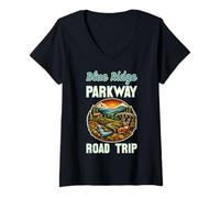 Women's Blue Ridge Parkway Road Trip Scenic Mountain Route V-Neck T-Shirt