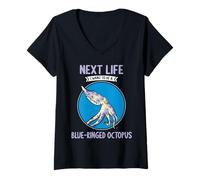 Womens Blue-Ringed Octopus V-Neck T-Shirt