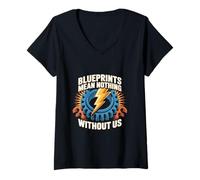 Women's Blueprints Mean Nothing Electrician Pride V-Neck T-Shirt
