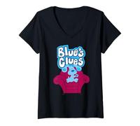 Women's Blue's Clues On Red Sofa V-Neck T-Shirt