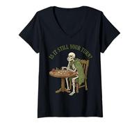 Women's Board Game Chess is It Still Your Turn AFK Gaming Skeleton V-Neck T-Shirt