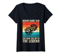 Womens Board Game Dad Dice Lover Gift The Man The Myth The Legend V-Neck T-Shirt