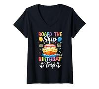 Women's Board The Ship It's A Birthday Trip Birthday Cake Ship V-Neck T-Shirt