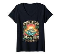 Women's Board The Ship It's A Family Trip 2026 Tshirt Group Matching V-Neck T-Shirt