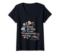 Women's Board The Ship It's Our Anniversary Trip Cruise Couple - V-Neck T-Shirt