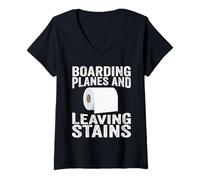 Womens Boarding Planes Leaving Stains Funny Embarrassing Airport V-Neck T-Shirt