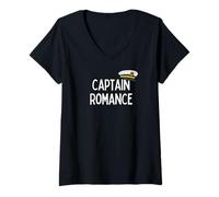 Womens Boat Captain Romance - romantic gift for woman or man V-Neck T-Shirt