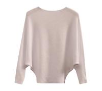 Women's Boat Neck Ribbed Knit Top UK Batwing Loose Casual Pullover Jumper | Cropped Relaxed Hem. Suitable For Daily Casual Wear, Outings And Seasonal Layering, Lightweight Ladies Knit Blouse