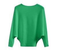 Women's Boat Neck Ribbed Knit Top UK Batwing Loose Casual Pullover Jumper | Cropped Relaxed Hem. Suitable For Daily Casual Wear, Outings And Seasonal Layering, Lightweight Ladies Knit Blouse