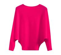 Women's Boat Neck Ribbed Knit Top UK Batwing Loose Casual Pullover Jumper | Cropped Relaxed Hem. Suitable For Daily Casual Wear, Outings And Seasonal Layering, Lightweight Ladies Knit Blouse