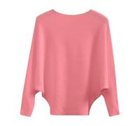 Women's Boat Neck Ribbed Knit Top UK Batwing Loose Casual Pullover Jumper | Cropped Relaxed Hem. Suitable For Daily Casual Wear, Outings And Seasonal Layering, Lightweight Ladies Knit Blouse