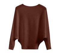 Women's Boat Neck Ribbed Knit Top UK Batwing Loose Casual Pullover Jumper | Cropped Relaxed Hem. Suitable For Daily Casual Wear, Outings And Seasonal Layering, Lightweight Ladies Knit Blouse