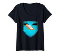 Womens Boat Raft with Oar Rowing River Rafting Graphic V-Neck T-Shirt