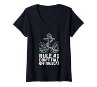 Women's Boating Rule Dont Fall Off The Boat V-Neck T-Shirt