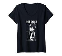 Women's Bob Dylan - Harmony 60s (White) V-Neck T-Shirt, Black, Small