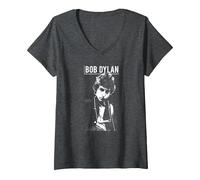 Women's Bob Dylan - Harmony 60s (White) V-Neck T-Shirt, Dark Heather Grey, XX-Large