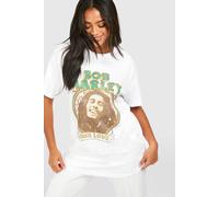 Womens Bob Marley One Love License Print Oversized T-Shirt - White - Xs, White