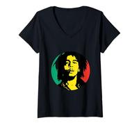 Womens Bob Marley Rasta Circle V-Neck T-Shirt