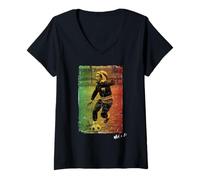 Womens Bob Marley Rasta Football V-Neck T-Shirt