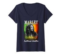 Womens Bob Marley Rastaman Sunset V-Neck T-Shirt