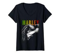 Womens Bob Marley Rastaman Vibration Washed V-Neck T-Shirt