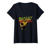 Womens Bob Marley Roots Rock Rebel Reggae V-Neck T-Shirt