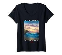 Women's Bob Ross By the Sea V-Neck T-Shirt