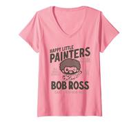Women's Bob Ross Happy Little Painters Club V-Neck T-Shirt