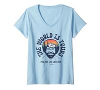 Women's Bob Ross The World is Yours V-Neck T-Shirt