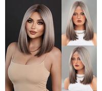 Women's bob short straight hairBob wig 16 inch short straight lace front wigSuitable for daily parties, Christmas, family gatherings A,39CM