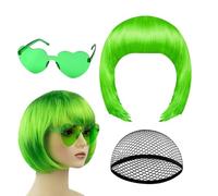 Womens Bob Wig | Neon Cosplay Headpiece - Halloween Wig Props | for Women Girls Stage Performance Content Creators Themed Events Comic Conventions Costume Parties Masquerade School Plays