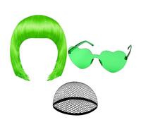 Womens Bob Wig,Neon Role Play Headdress - Halloween Wig Props,for Women Ladies Stage Performance Content Creators Themed Events Comic Conventions Costume Parties Theater Performers