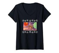 Womens Bobcat Hibiscus V-Neck T-Shirt
