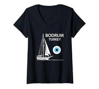 Women's Bodrum Turkey Gulet Sailing Boat Vacation Design V-Neck T-Shirt