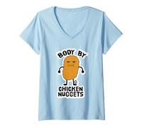 Women's Body By Chicken Nuggets Funny Food V-Neck T-Shirt