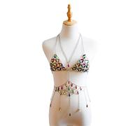 Womens Body Chain Crystal Bra Chain Beach Resort Style Bikini Body Chain for Summer Beach