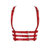 Women's Body Harness Leather Bra Belt Fashion Bra Punk Gothic Carnival Party Christmas Halloween Dance Costume, red, UK 4