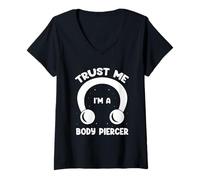 Womens Body Piercer Trust Me Pierced Body Piercing Dermal Piercing V-Neck T-Shirt