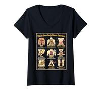 Women's Body Stores Emotions Chart Mind Body Connection V-Neck T-Shirt