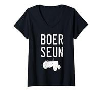 Women's BoerSeun South Africa Funny Farmer Tractor Braai V-Neck T-Shirt