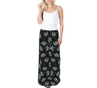 Women's Boggy Bottom Style Summer Fashion Lightweight Elasticated Waist Printed Maxi Skirt Ladies Plus Size Relaxed Fit Printed Skirt Full Length Maxi Skirt (Teal Flower Print, UK 22-24)
