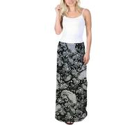 Women's Boggy Bottom Style Summer Fashion Lightweight Elasticated Waist Printed Maxi Skirt Ladies Plus Size Relaxed Fit Printed Skirt Full Length Maxi Skirt (Black Paisley Print, UK 22-24)