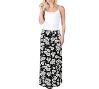 Women's Boggy Bottom Style Summer Fashion Lightweight Elasticated Waist Printed Maxi Skirt Ladies Plus Size Relaxed Fit Printed Skirt Full Length Maxi Skirt (Big Flower Print, UK 26-28)
