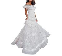 Women's Boheme Dress Off the Shoulder - Long Dress Ruffles Chic and Elegant Hollow Vintage Slim Solid Colour Casual Lightweight Breathable High Waist Temperament Large Size Party Versatile Dress 2025