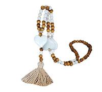 Women's Bohemian Elegant Hand-Knotted Wooden Tassel Pendant Necklace with Long Wooden Beads and Bohemian Sweater Chain Accessories