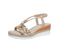 Women's Bohemian Espadrille Sandals Open Toe Sparta Crochet Closed Toe Comfortable Ankle Strap Buckle Adjustable Sandals for Women Wedges Heel Beach Shoes, C Beige, 7 UK